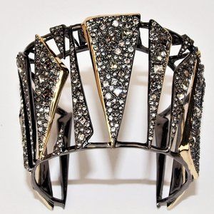 Two-tone Crystal Encrusted Origami Cuff Bangle